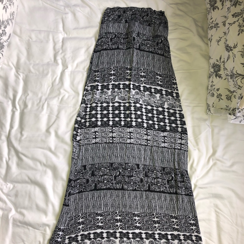 black and white Aztec maxi skirt